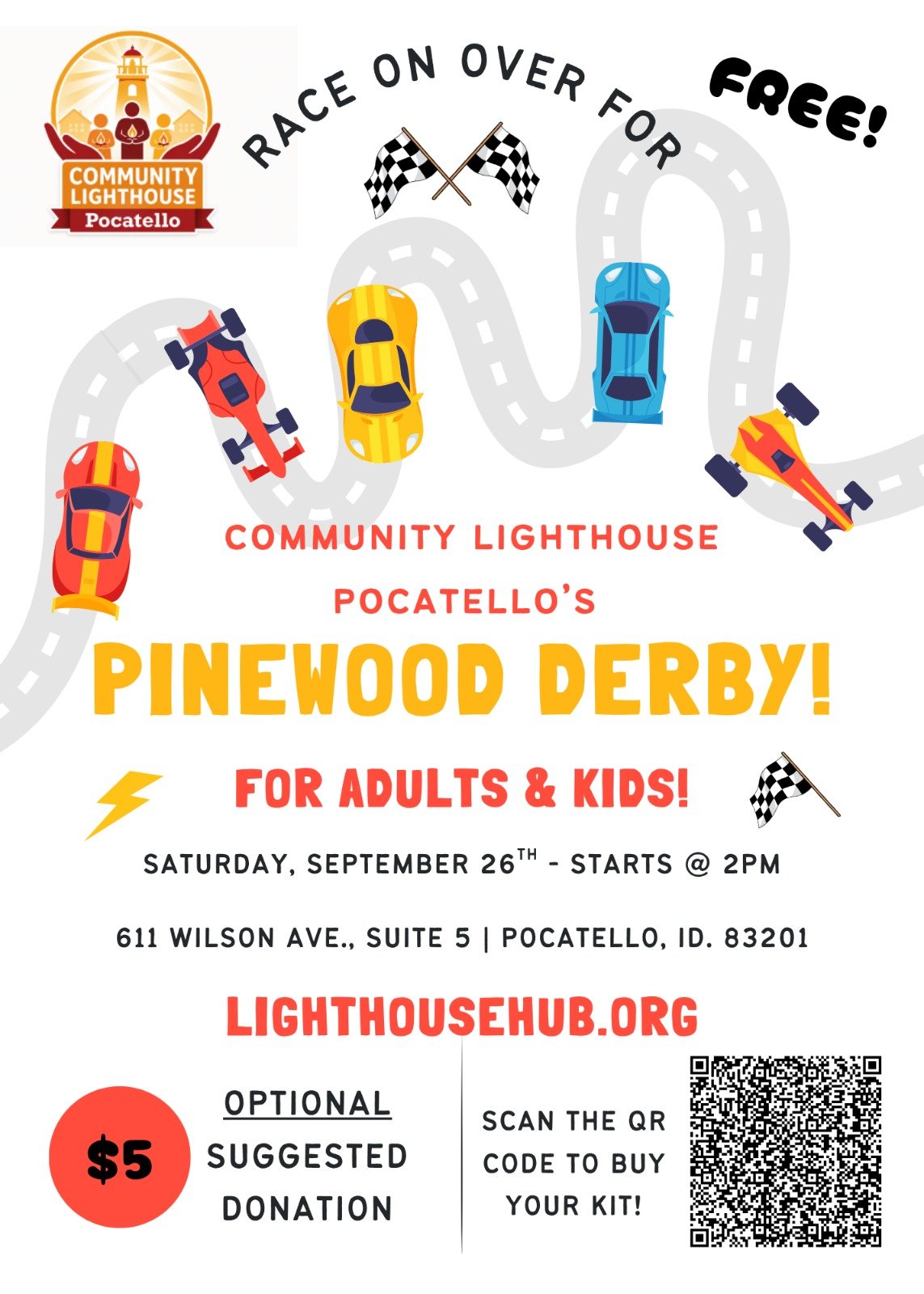 Community Lighthouse Pocatello Pinewood Derby for Adults and Kids