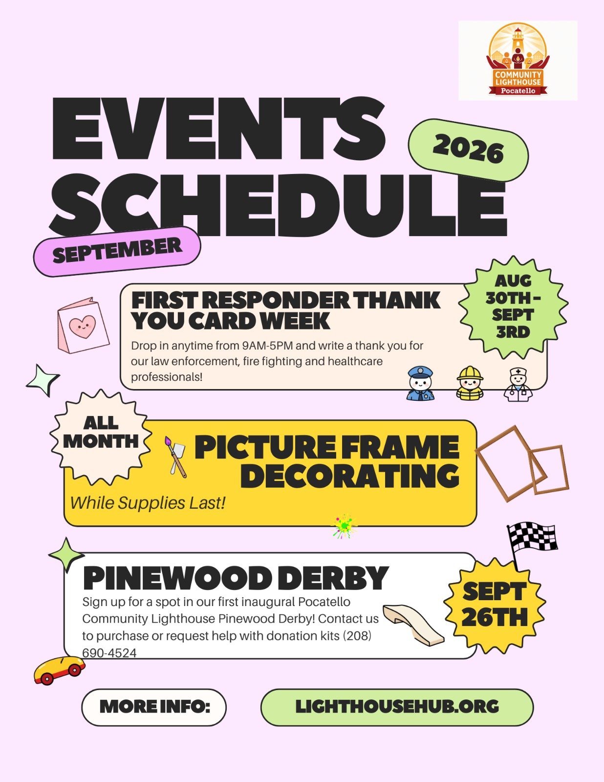 Community Lighthouse Pocatello September 2026 Events Schedule