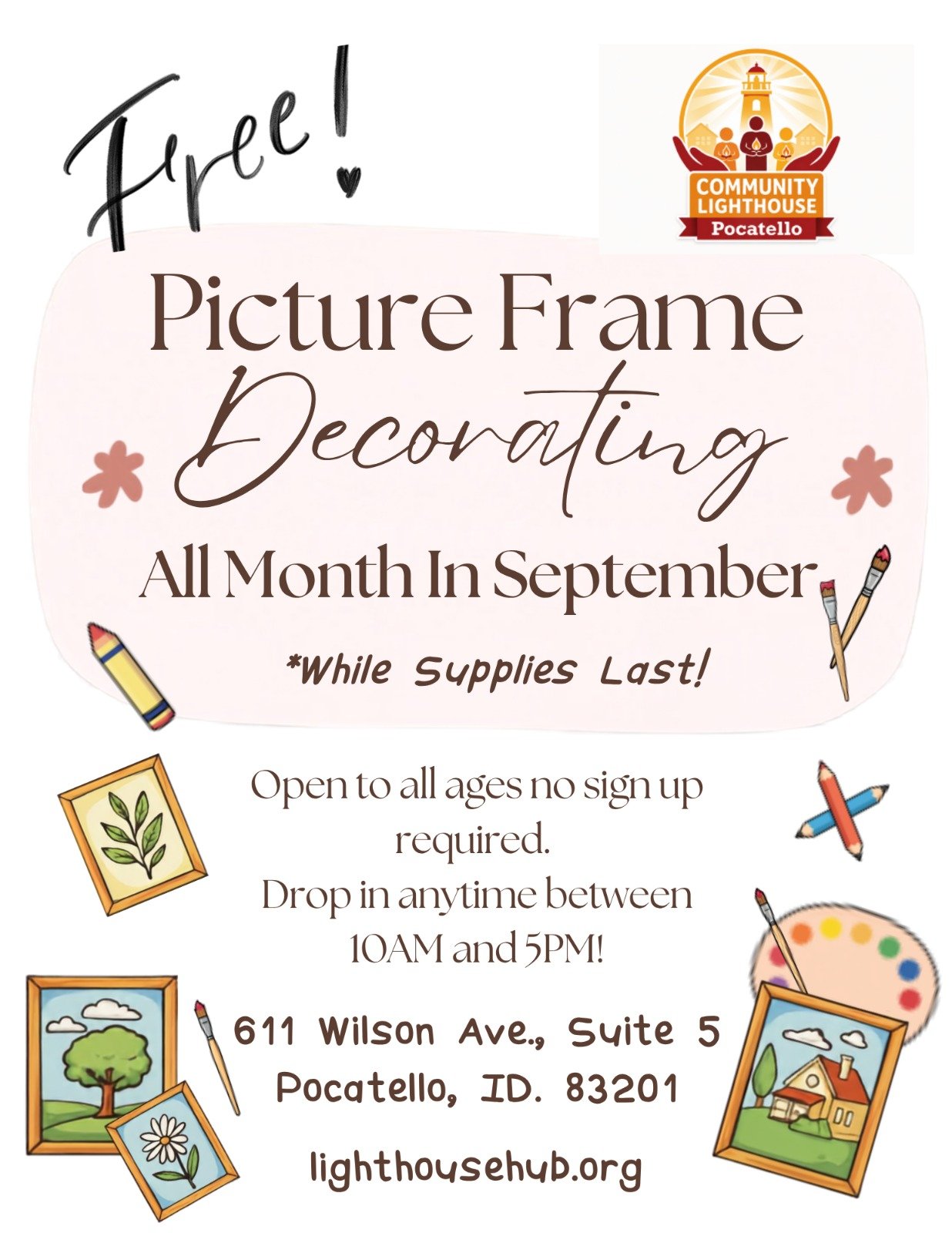 Free Picture Frame Decorating at Community Lighthouse Pocatello